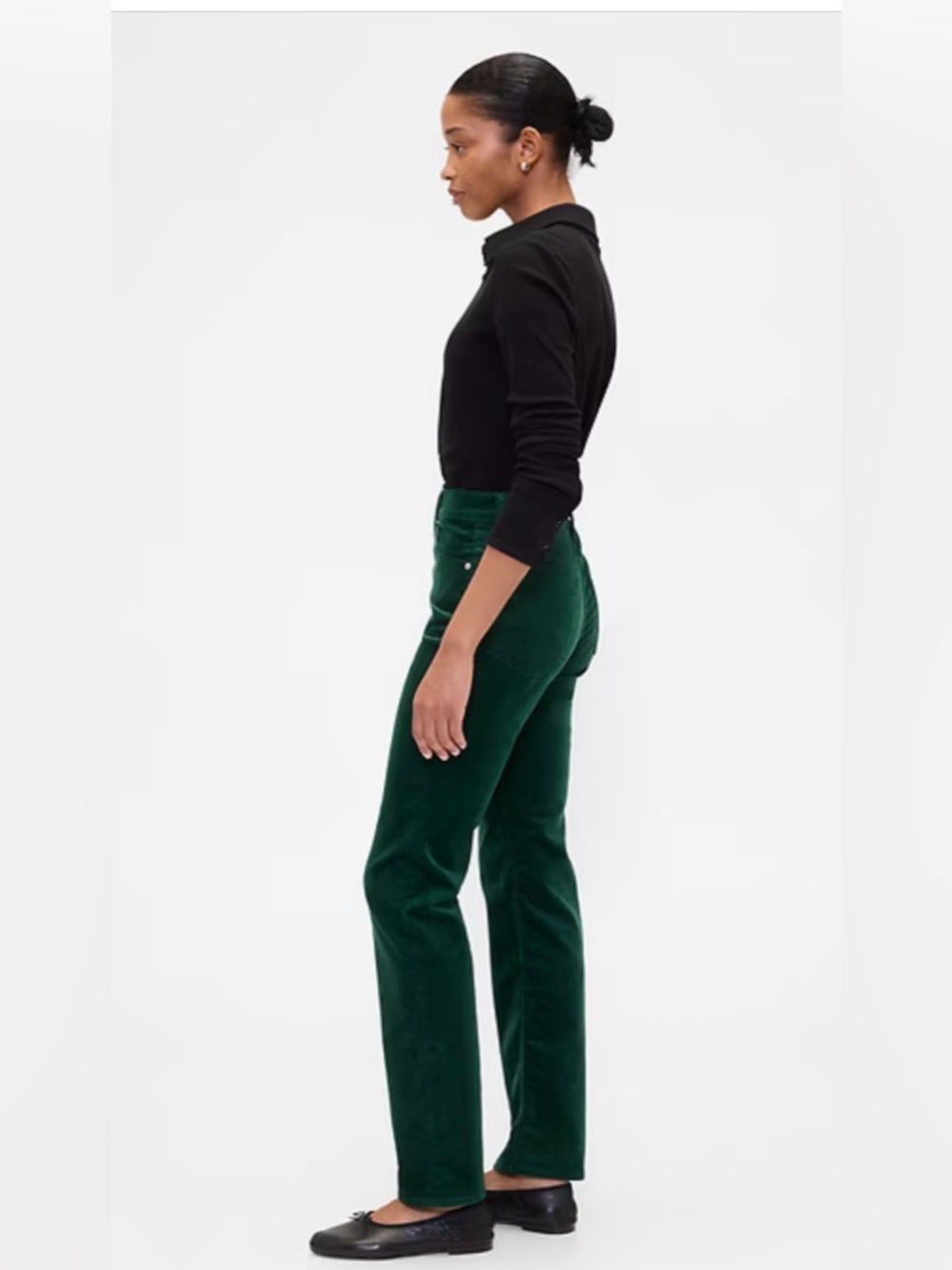 GAP 90s Straight Corduroy Pants Green Size 4 / 27R High Rise Evergreen - Picture 2 of 8
